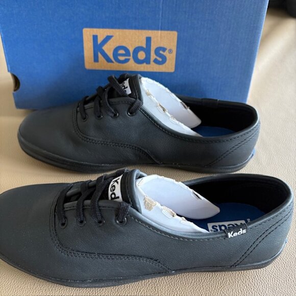 KEDS Womens Champion Black Leather Sneaker NEW-Sz 7 - Picture 2 of 8